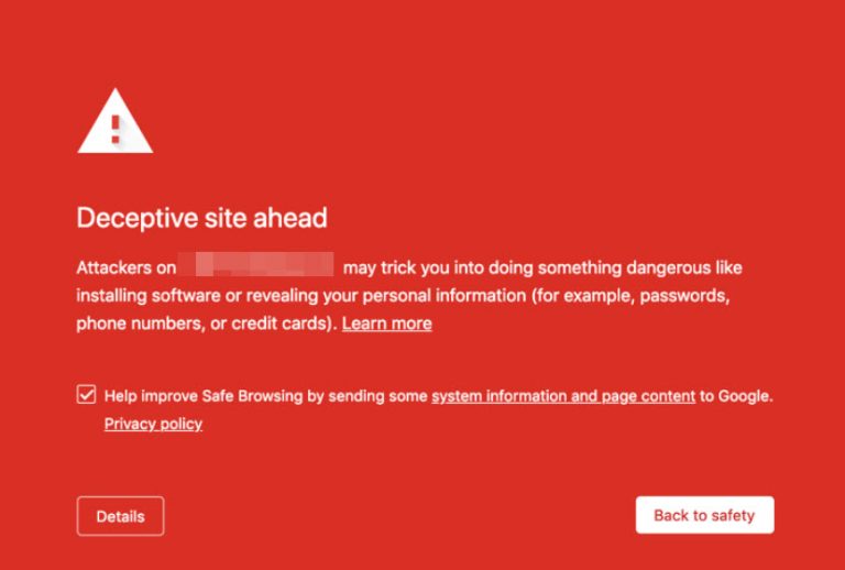 Google SafeBrowsing Alert in Chrome