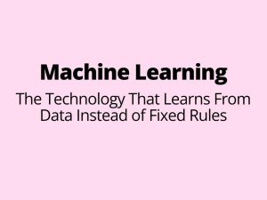 Machine learning - The Technology That Learns From Data Instead of Fixed Rules